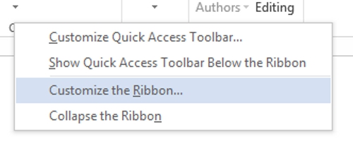 Customising the MS Word ribbon.