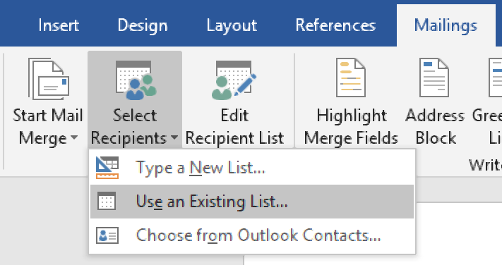 Selecting a data source.