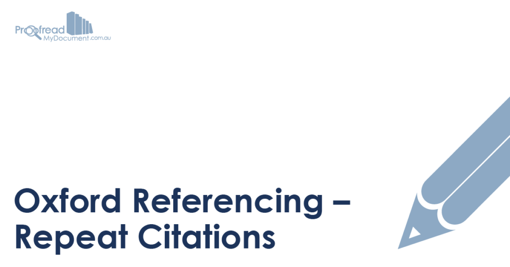 Oxford Referencing - Repeat Citations