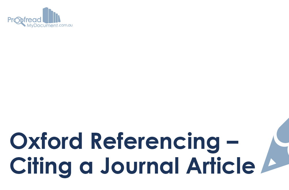 Oxford Referencing - Citing a Journal Article