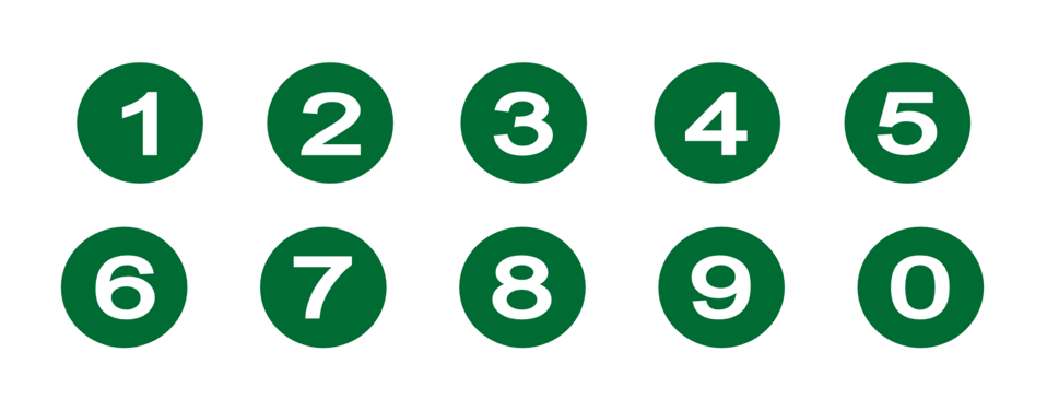 A selection of cardinal numbers.