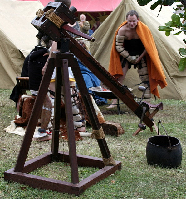 The guy in the cape looks far too excited to be near a ballista, if you ask us. (Photo: David Jackmanson/flickr)