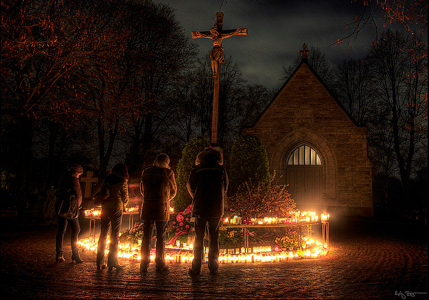 Even prayer looks pretty spooky on Halloween.