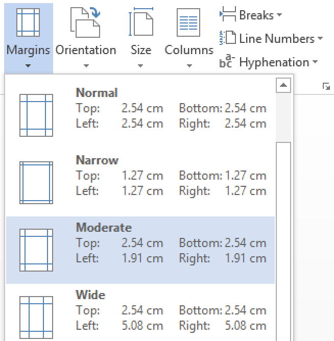 thesis margins font size