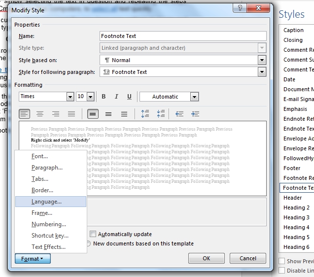 Modifying a 'Style'.