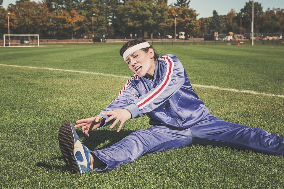 We can't tell if she's stretching or if her foot just hurts.