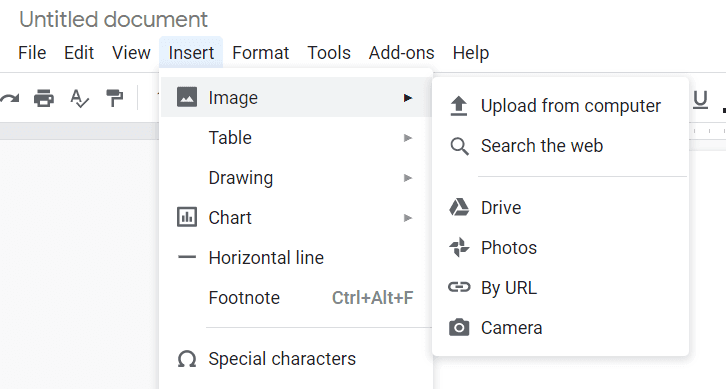 google docs insert image type