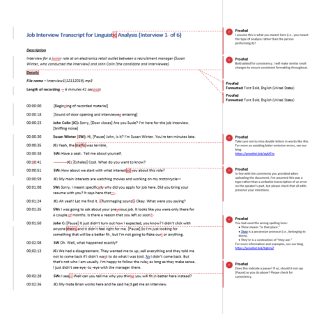 Transcript Proofreading Example US (After Editing)